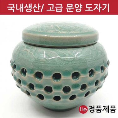 국산 도자기 단지 투각십장생단지 1kg 경옥고 꿀 소금 된장 고추장 항아리 선물